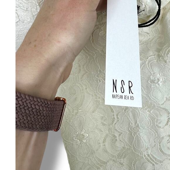 NSR NWT Nordstrom Napean Sea Rd Cream White Knot Front Lace Midi Dress XS - Picture 3 of 6